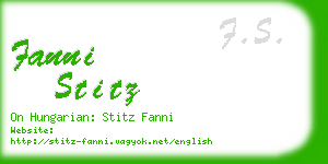 fanni stitz business card